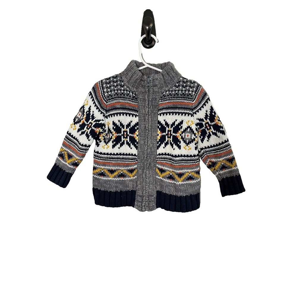 Retro Fisherman Full Zip Sweater 18M Coastal Nautical Preppy Classic Chunky Kit